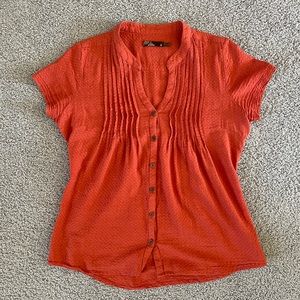 Prana henna orange button up shirt